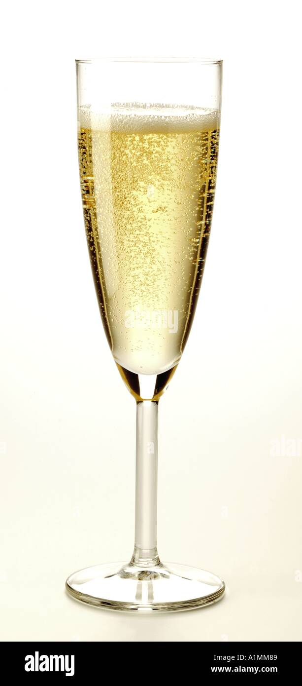 A glass of sparkling champagne Stock Photo