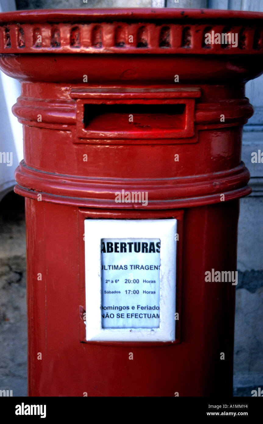 Portugal Lisbon post office mail box red letters Stock Photo Alamy