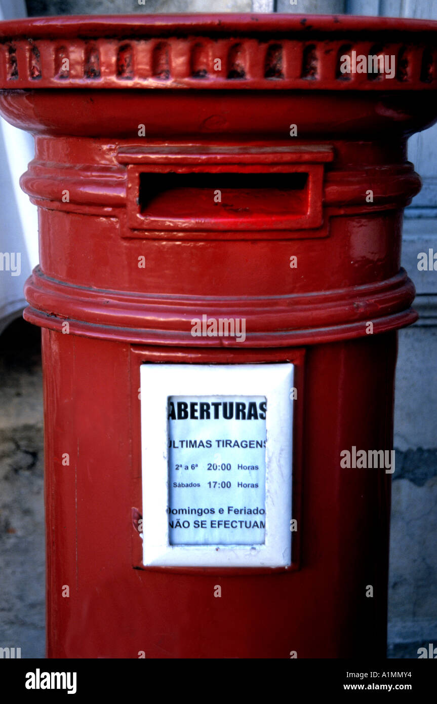 Portugal Lisbon post office mail box red letters Stock Photo