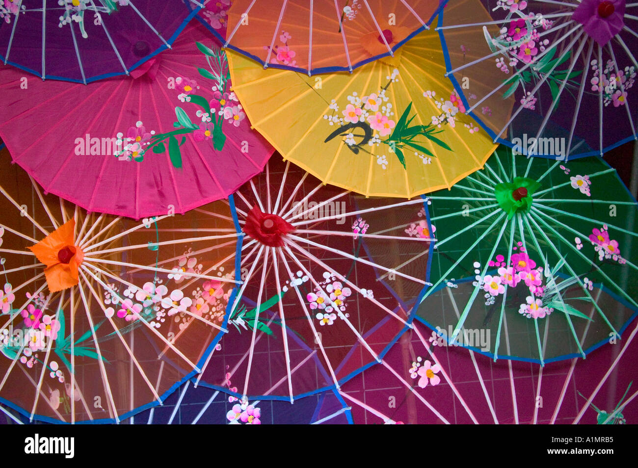 Colorful silk umbrellas China Stock Photo Alamy