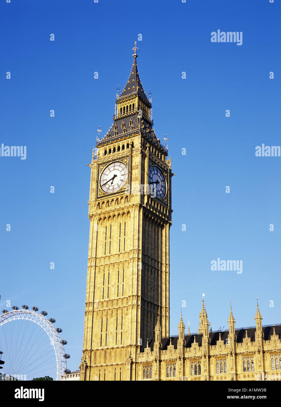 The Big Ben clock tower at the Westminster Houses of Parliament in London England Stock Photo