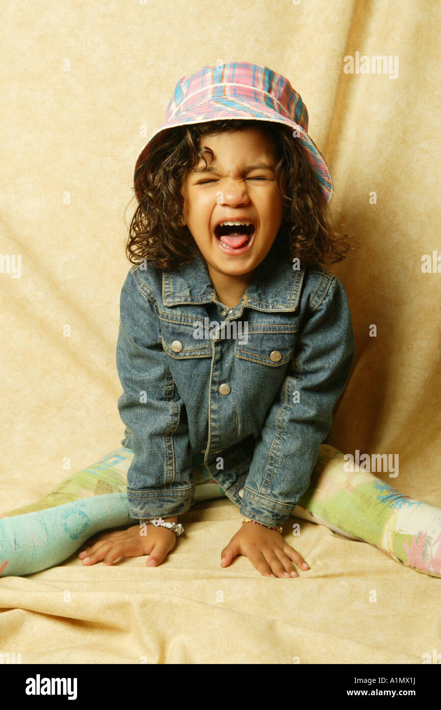 child, girl, shout, people, human, juvenile, humour, happy, gestures, gesture, posing, pose,children Stock Photo