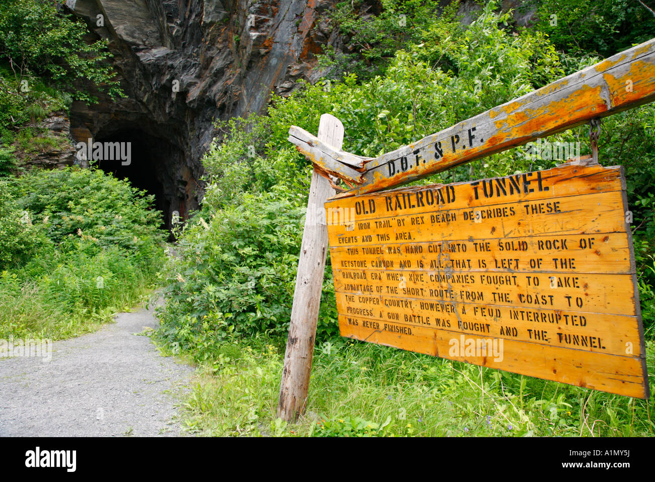 Old Railroad Tunnel in Keystone Canyon near Valdez Alaska Stock Photo