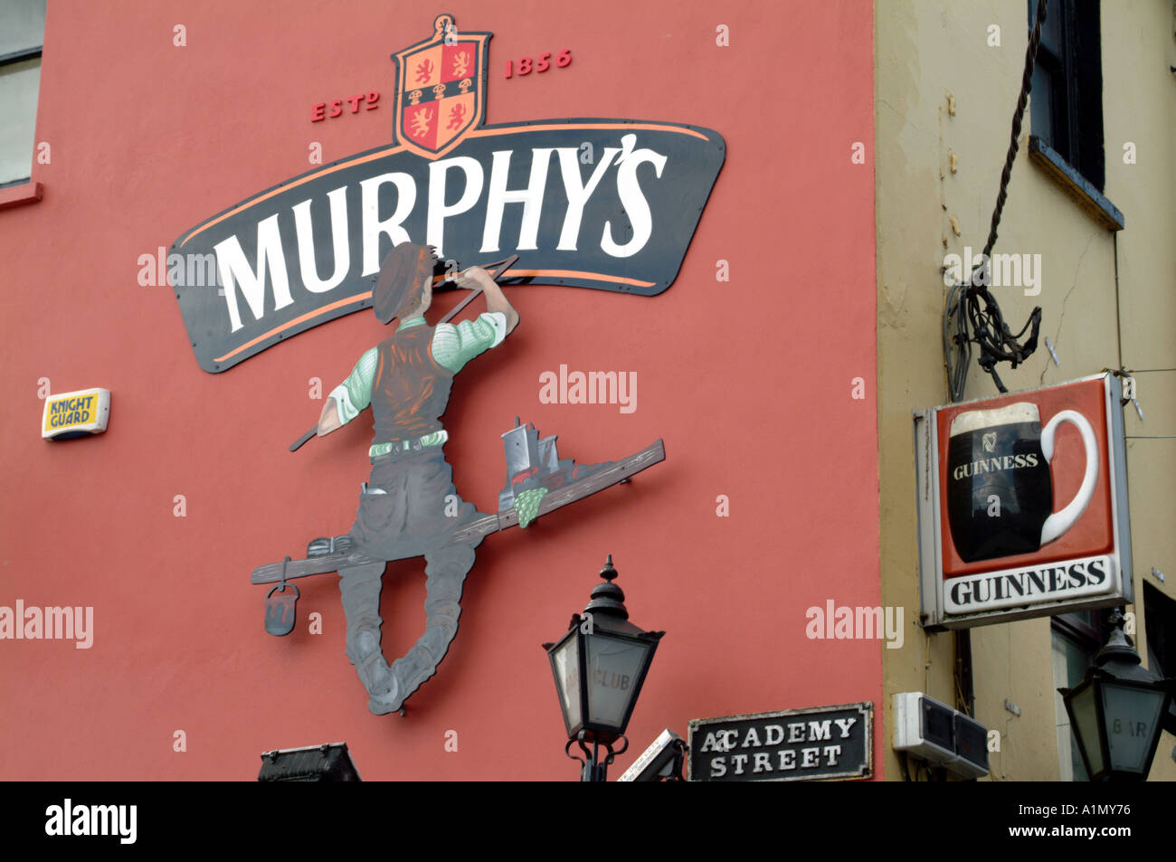 Advertising Murphys Guinness bar on Academy Street Cork city centre
