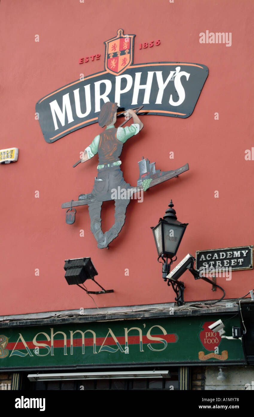 Advertising Murphys Guinness bar on Academy Street Cork city centre Ireland Eire EU Stock Photo