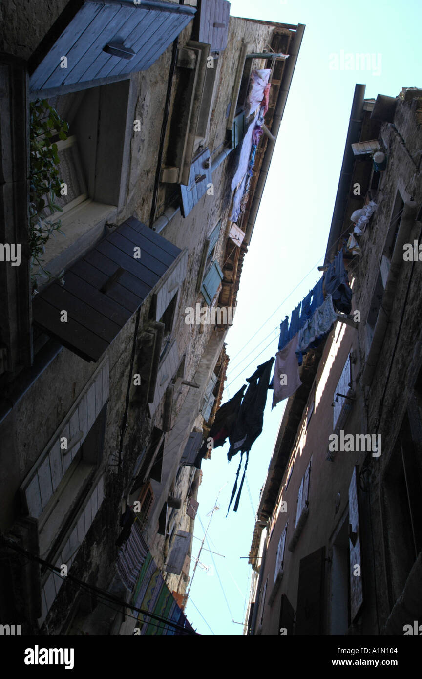 Rovinj, city view, narrow lane, view on sky Stock Photo