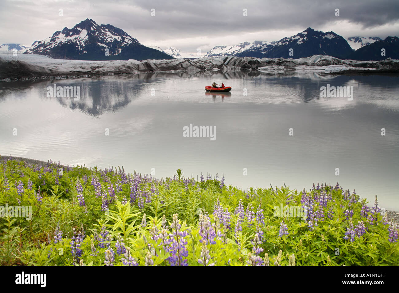 Rafting in front of Sheridan Glacier Cordova Chugach National Forest ...