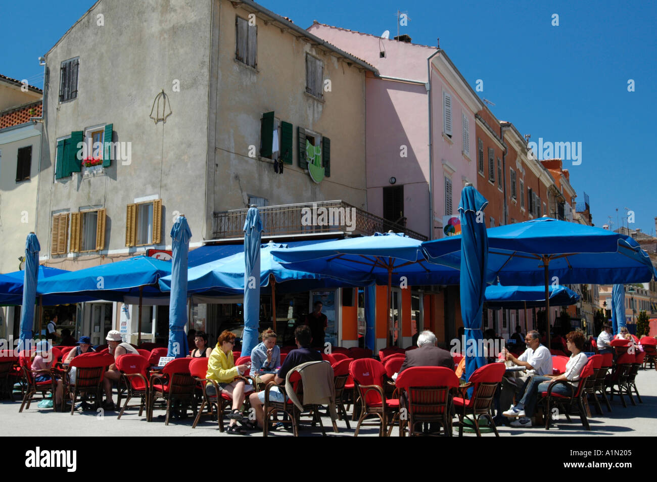 Rovinj, city view, coffee shop Stock Photo