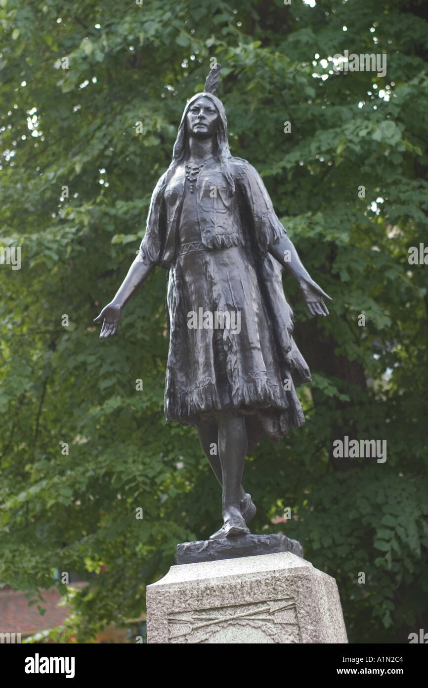 Statue of Pocahontas at St George Parish Church Gravesend Kent UK Stock Photo