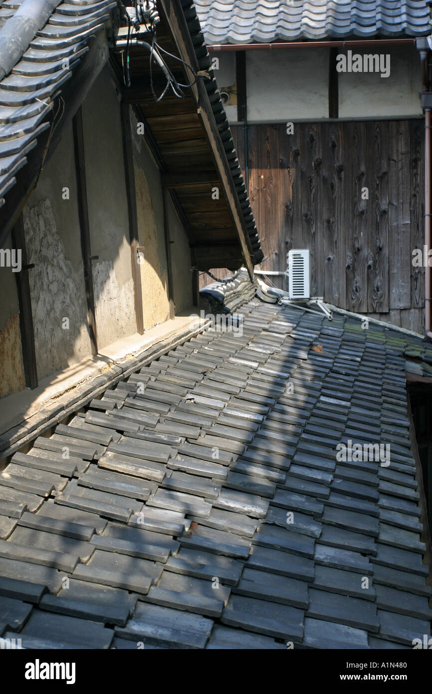 Traditional Japanese construction of a roof and town house in Nara Japan Asia Stock Photo
