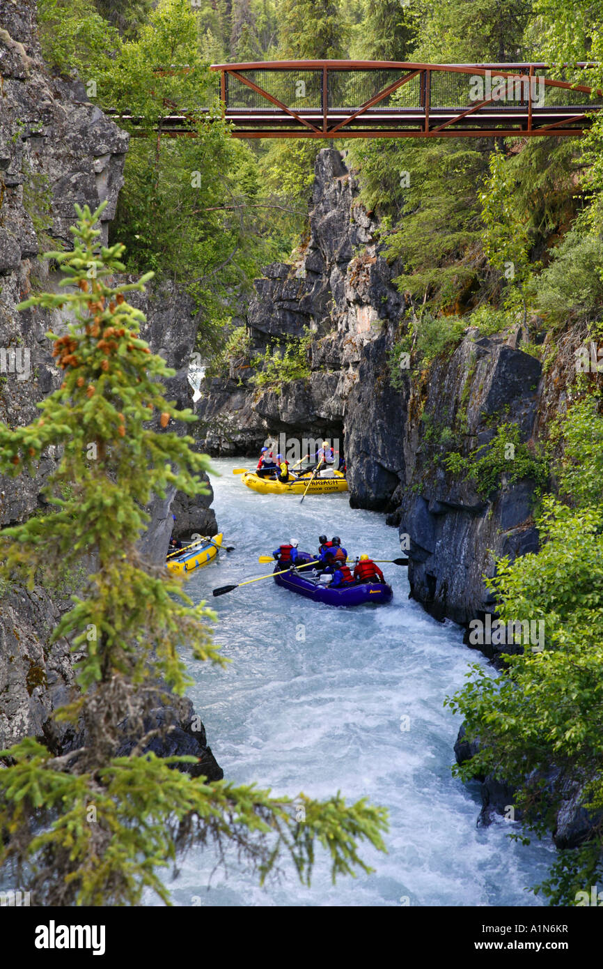 White Water Rafting Six Mile Creek Kenai Peninsula Chugach National Forest Alaska Stock Photo