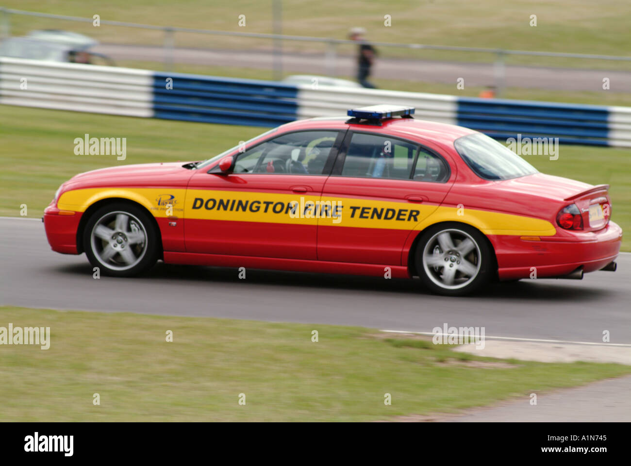 jaguar safety car at donnington park race track racing circuit england