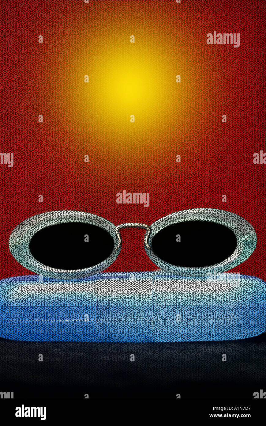 Designer Sunglasses Digital Art Crackle Pattern and Sun Textured