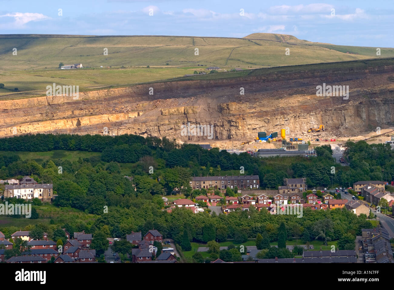 Elevated view of Housing and Fletcher Bank Quarry in Ramsbottom