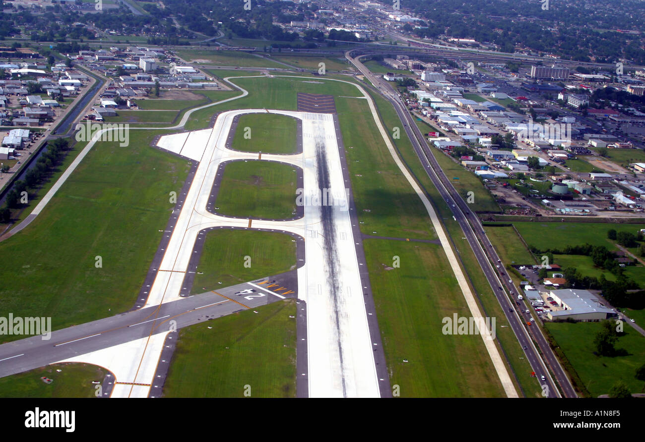 Airport Taxi and Landing Strips Viewed from The Air  Stock Photo