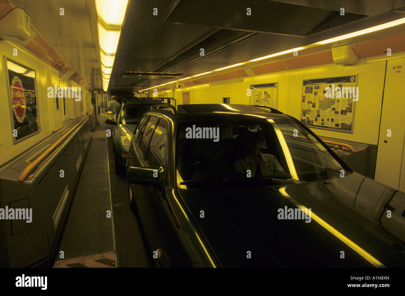 Car and passengers on the Eurostar train Channel Tunnel Stock Photo Alamy