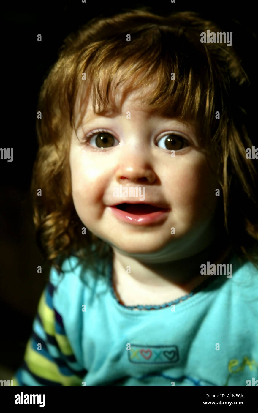 Happy Smiling Baby Girl 10 Month Old Toddler Digitaly Soften Stock