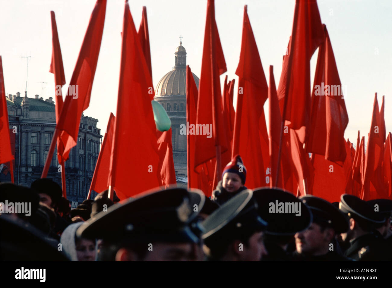 Parade celebrating the October Revolution, St Petersburg, Russia Stock Photo