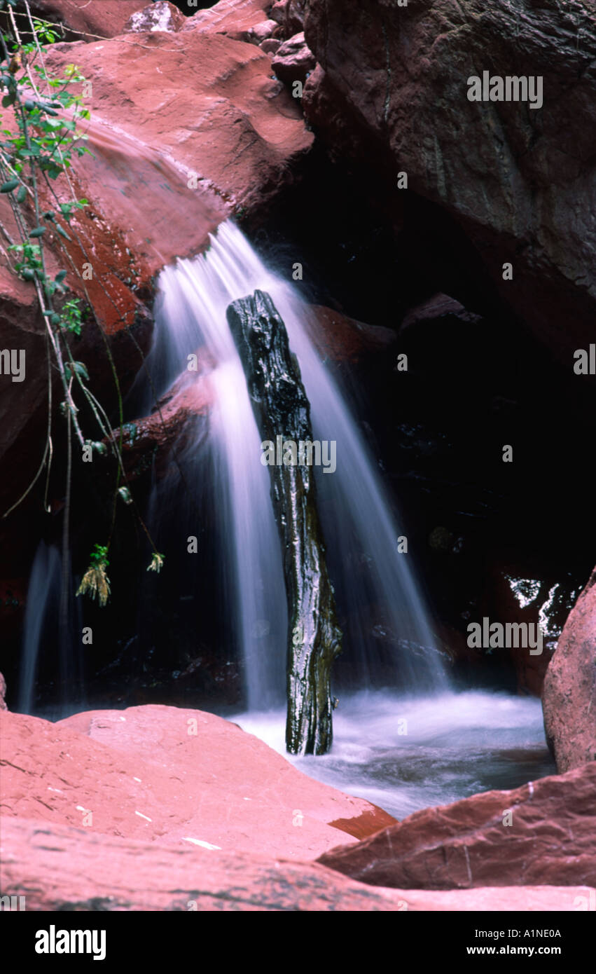 Log In Red Rock Waterfall Provence France Stock Photo