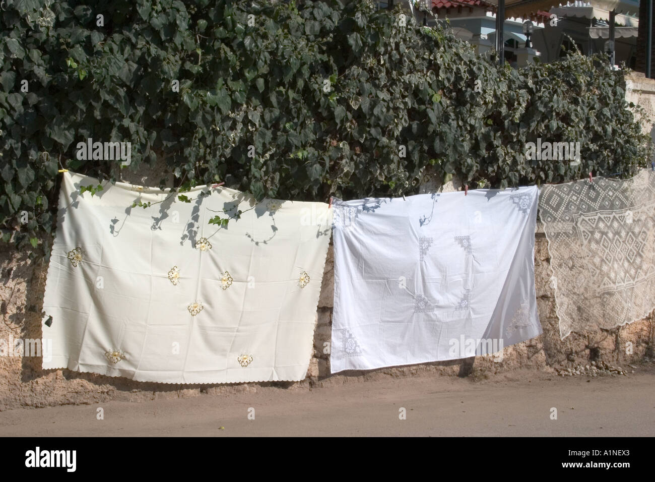 Cotton Sheets for sale Sarande, Albania Stock Photo Alamy