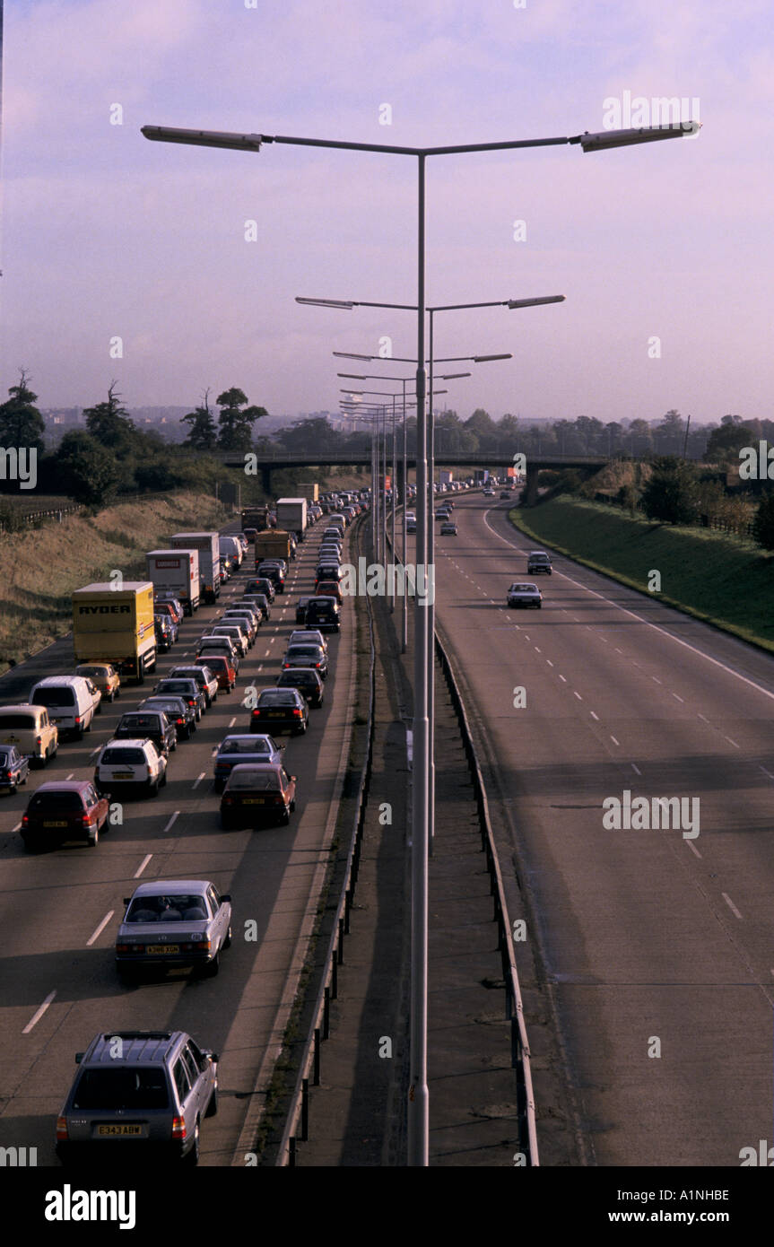 TRAFFIC JAM ON M4 MOTORWAY INTO LONDON ENGLAND Stock Photo
