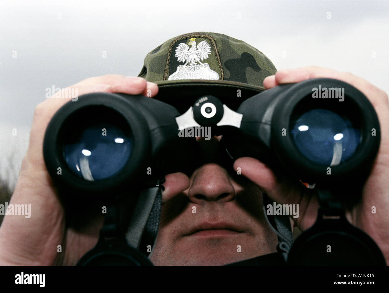 A Polish Border Guard police s the Green Border with the Ukraine Near Dorohust Poland Stock Photo