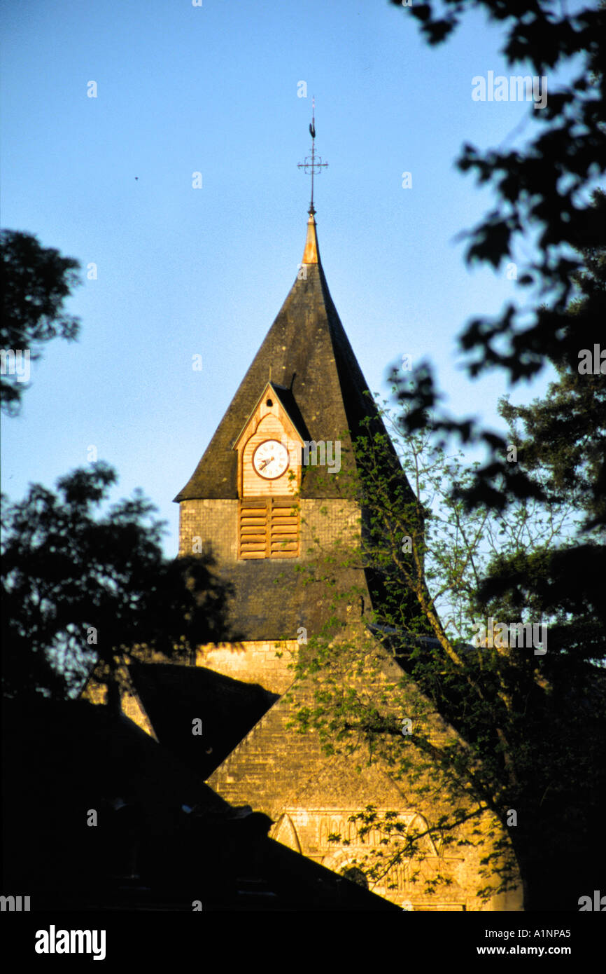 The Church Tower at Azay le Rideau overlooks the village situated in the  Loire Valley in France Stock Photo - Alamy