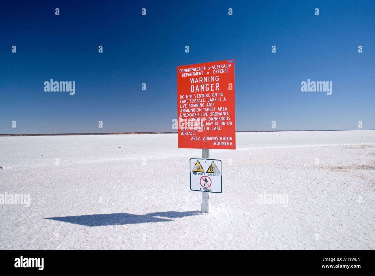Warning Sign on Lake Hart Woomera Prohibited Area Stuart Highway near