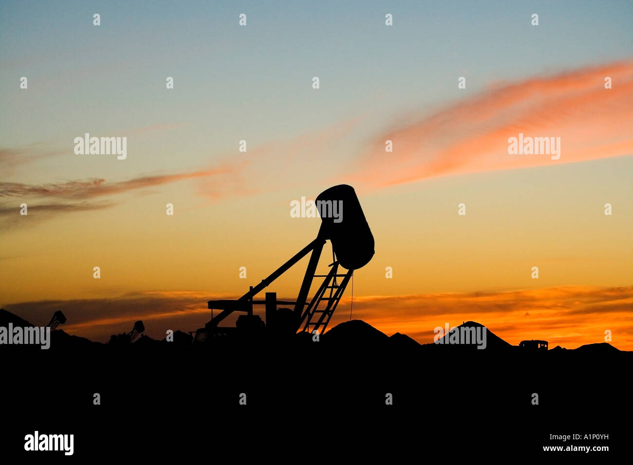 Silhouette of Blower at Opal Mine Coober Pedy Outback South Australia Australia Stock Photo