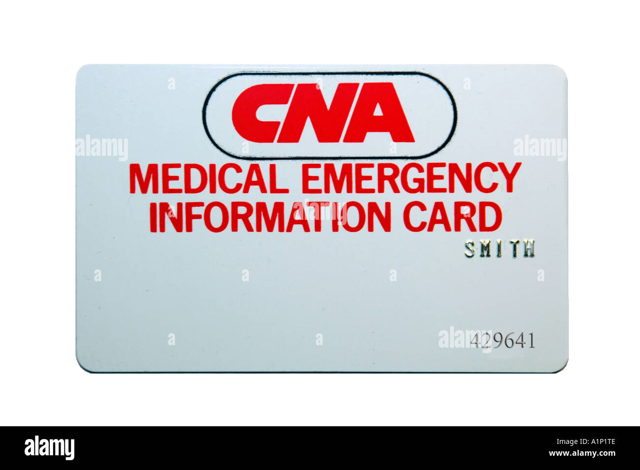 CNA American Health Insurance Medical Card Stock Photo