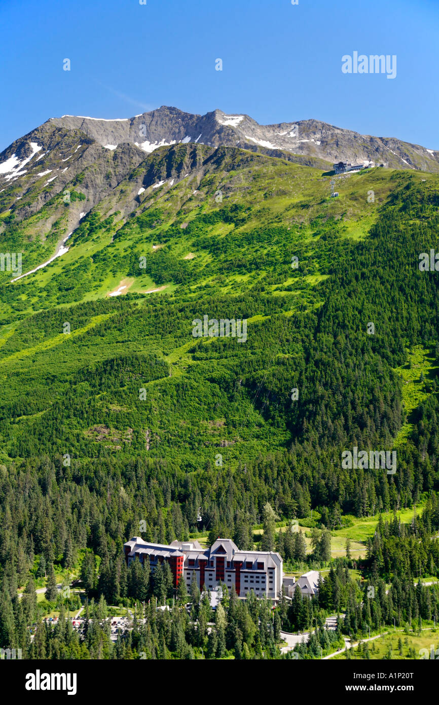 Aerial photo of the Alyeska Resort Chugach National Forest Alaska Stock Photo