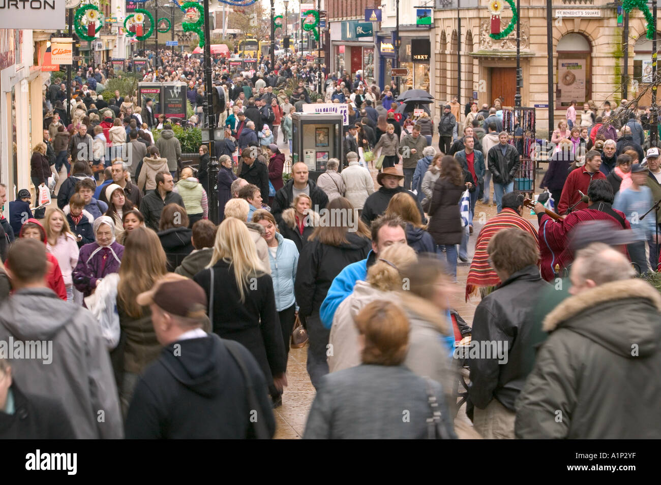 crowds out shopping in Lincoln city centre during the Lincoln Christmas