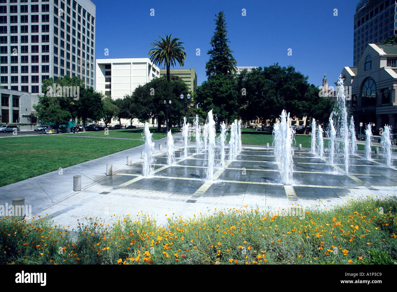 Plaza de Cesar Chavez San Jose Silicon Valley California USA Stock