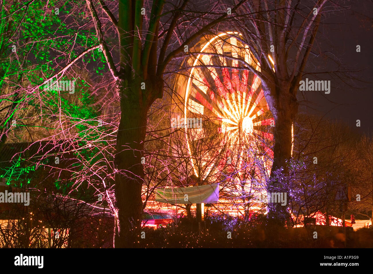 fairground ride at Lincoln Christmas Fair, Lincolnshire, UK Stock Photo