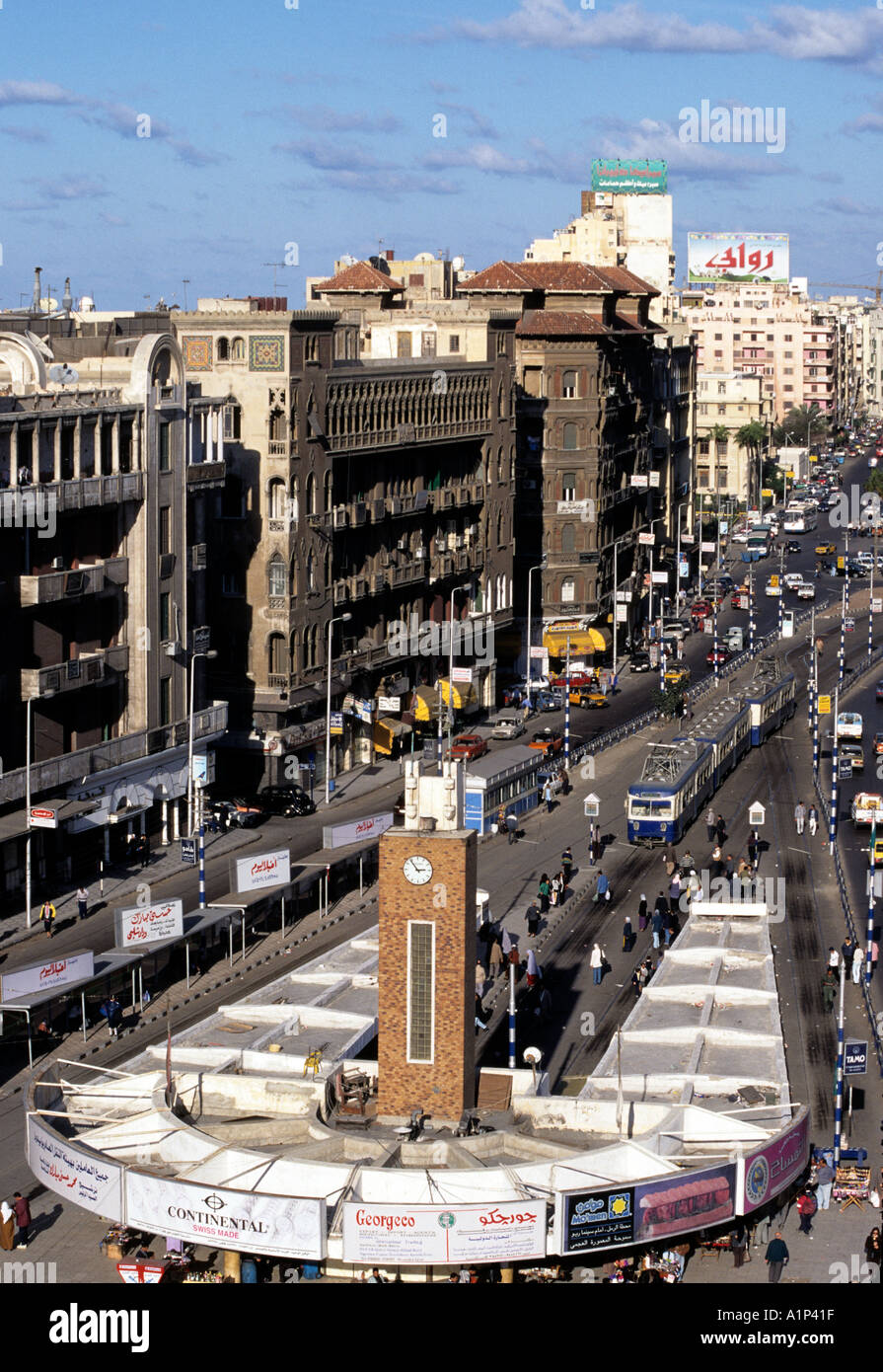 Elevated View of Ramleah Station in Downtown Alexandria Egypt Stock