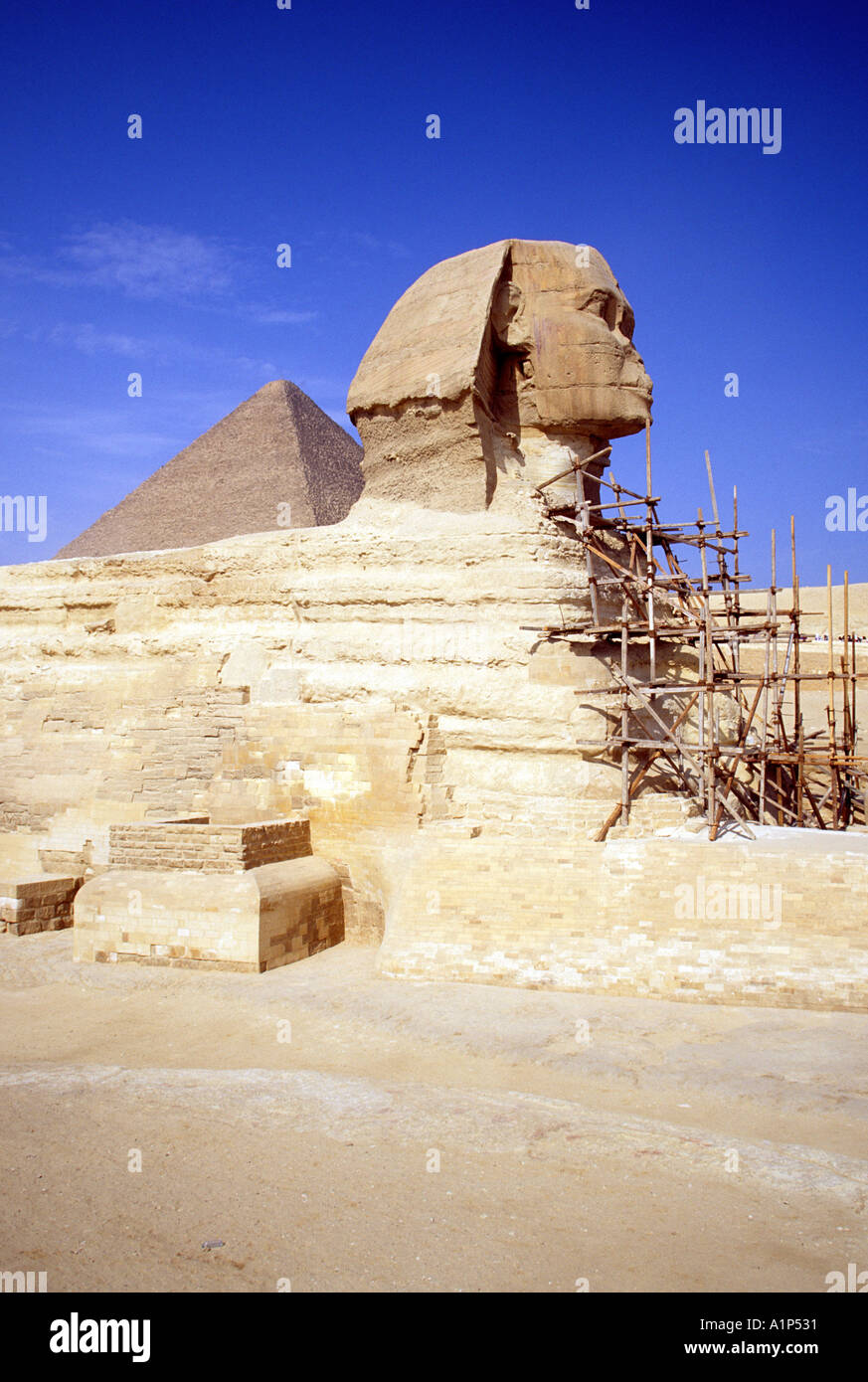 Great Pyramid of Cheops and The Sphinx Giza Egypt Stock Photo - Alamy