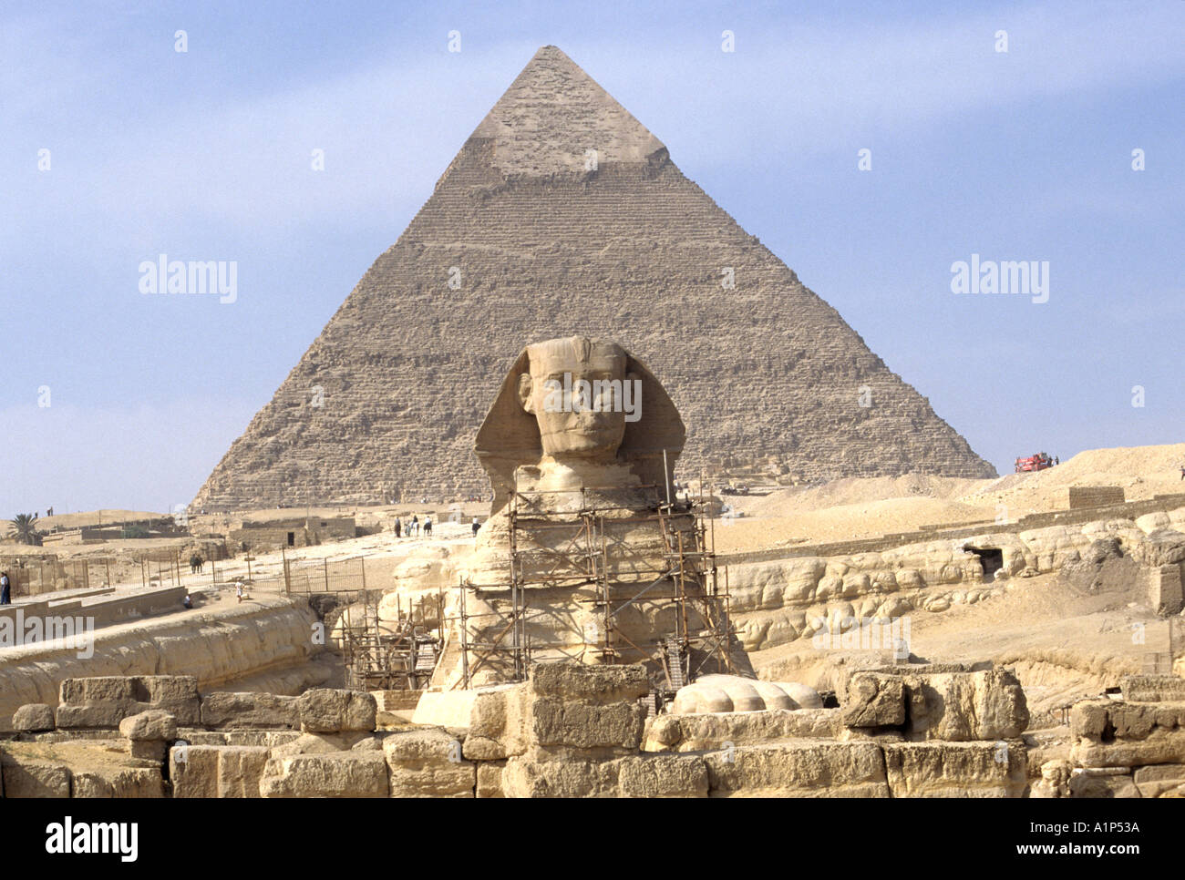 Great Pyramid of Cheops and The Sphinx Giza Egypt Stock Photo - Alamy