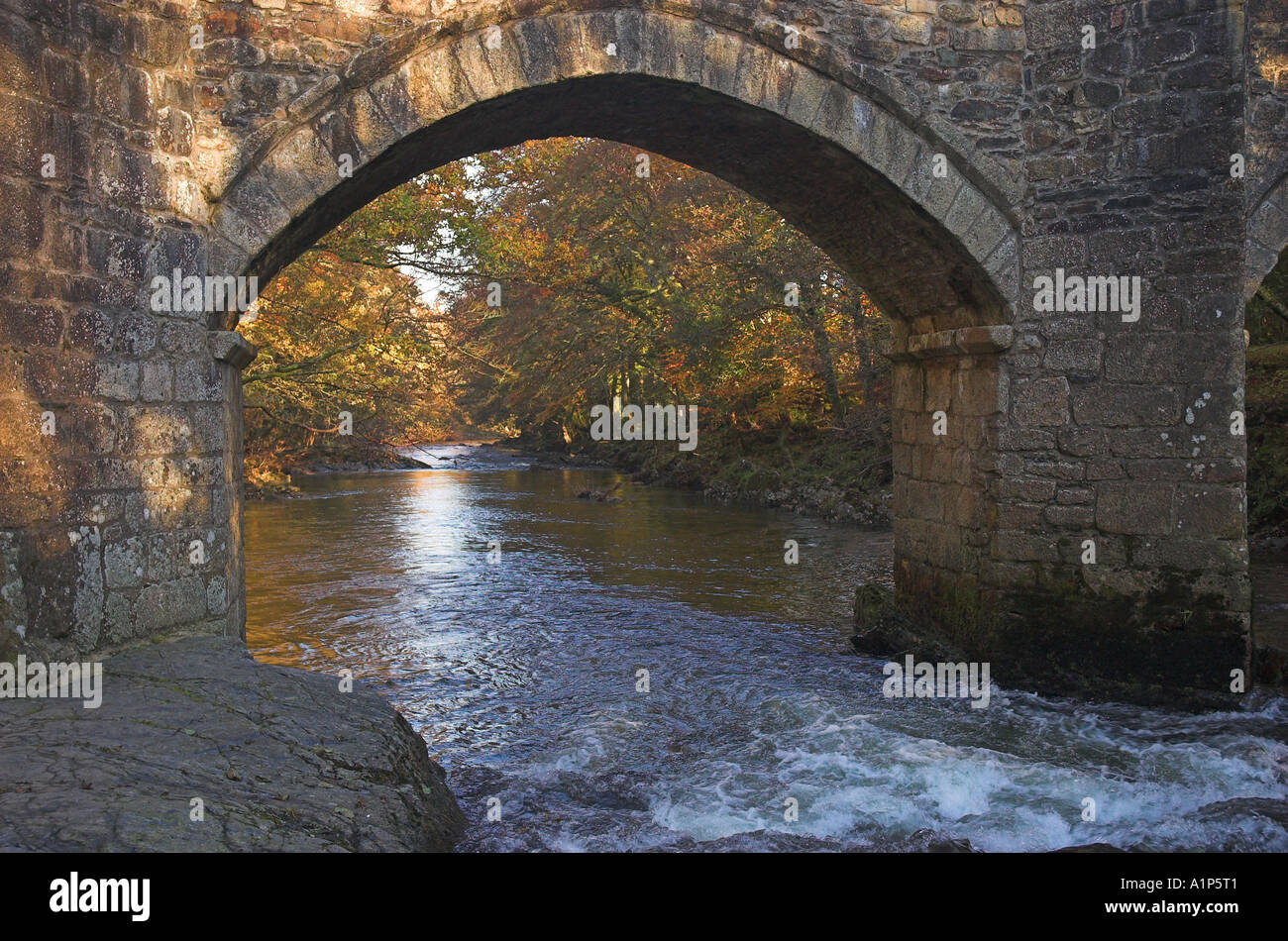 New Bridge River Dart Dartmoor National Park Devon England Stock Photo