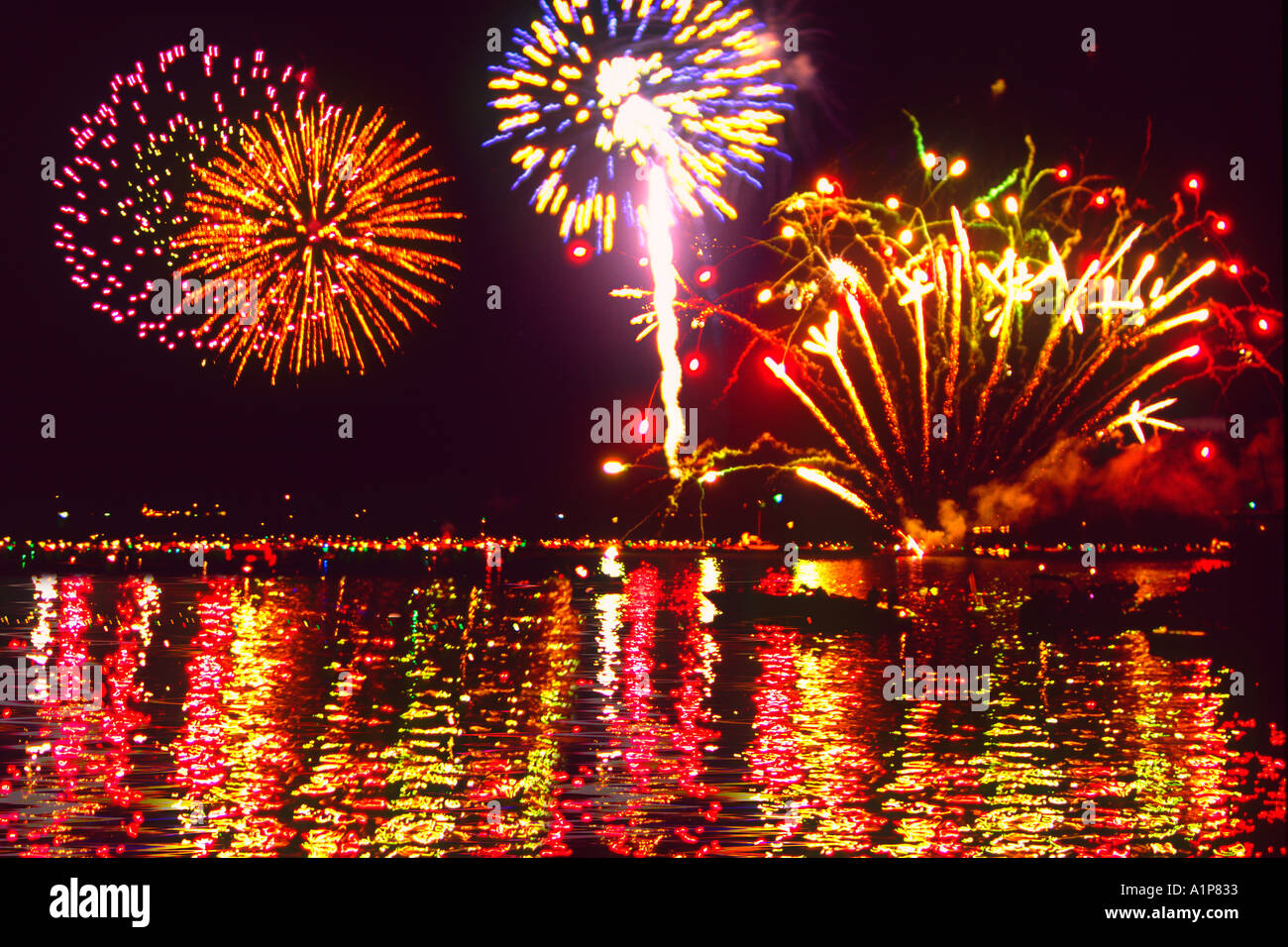 Lake Travis fireworks Stock Photo Alamy