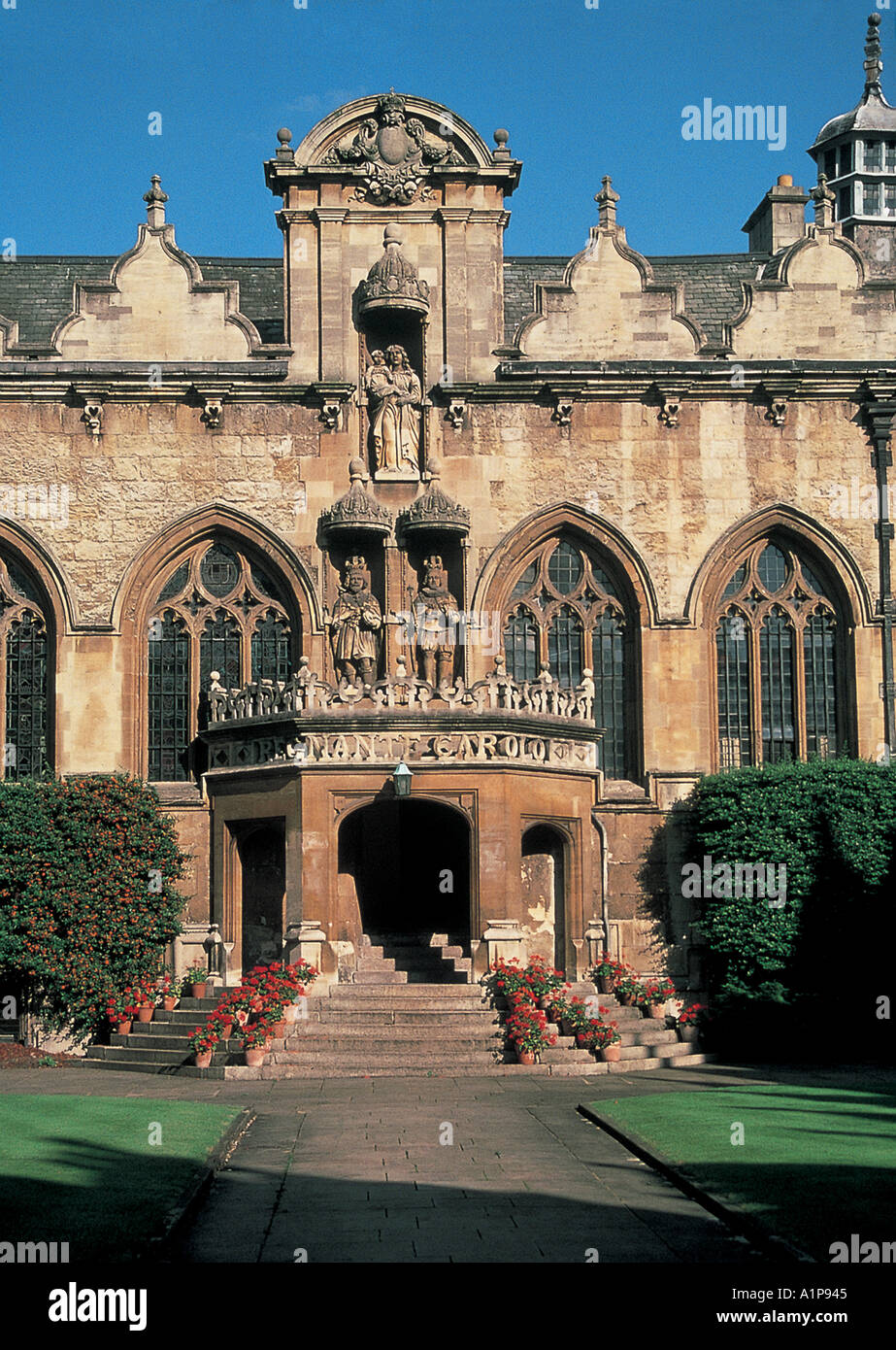 The Buildings of the Front Quad including the Hall Chapel and the Portico Oriel College Oxford Stock Photo