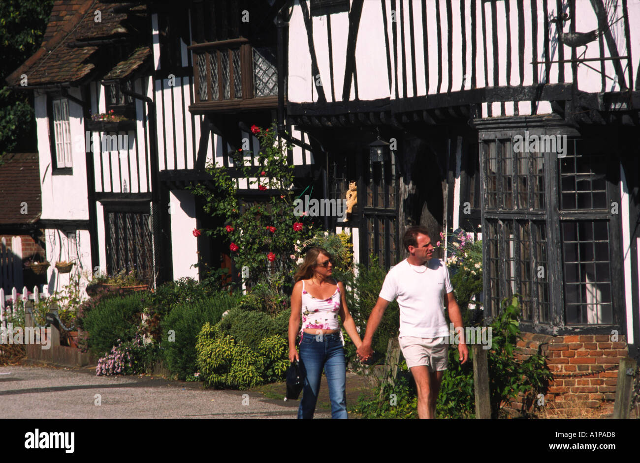 Half Timbered Jacobean Houses in The Square Chilham Village Kent England Stock Photo