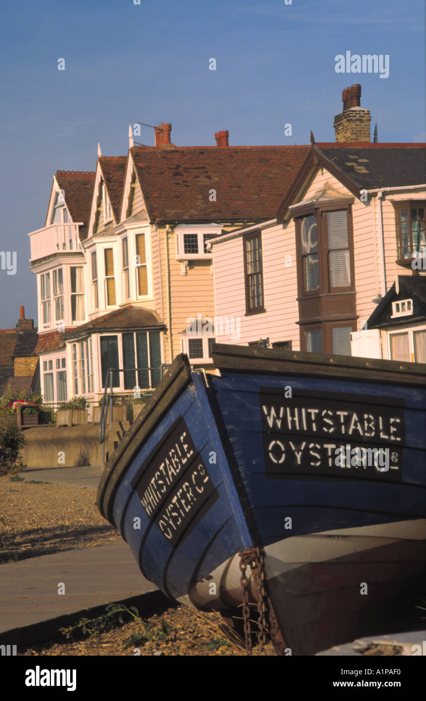 Oyster Boat and Seafront at Whitstable Kent England Stock Photo