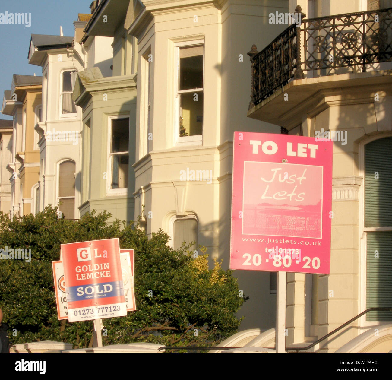 Residential Properties with Sold  and To Let Signs Hove East Sussex England Stock Photo