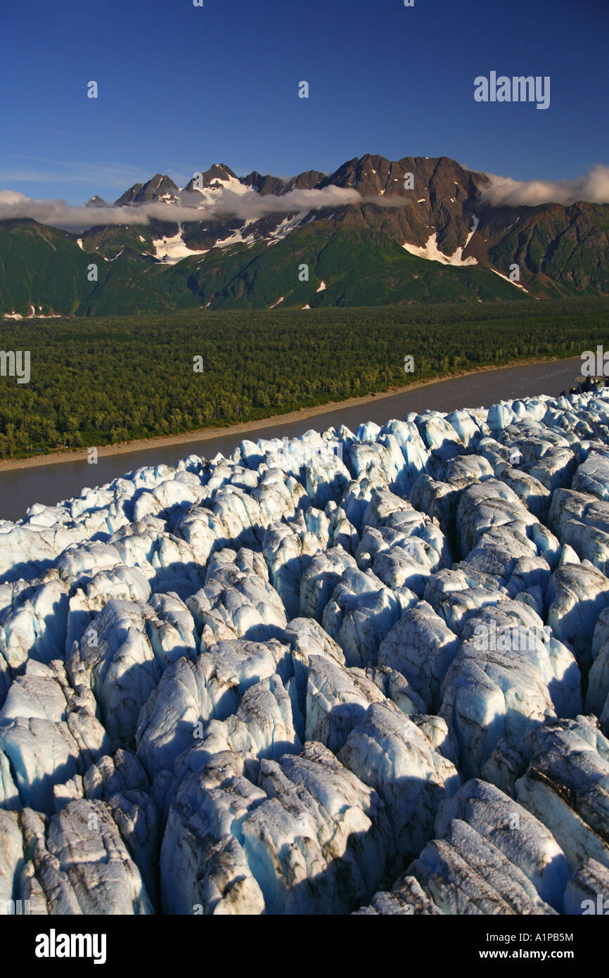 Aerial Childs Glacier and the Copper River Chugach National Forest near