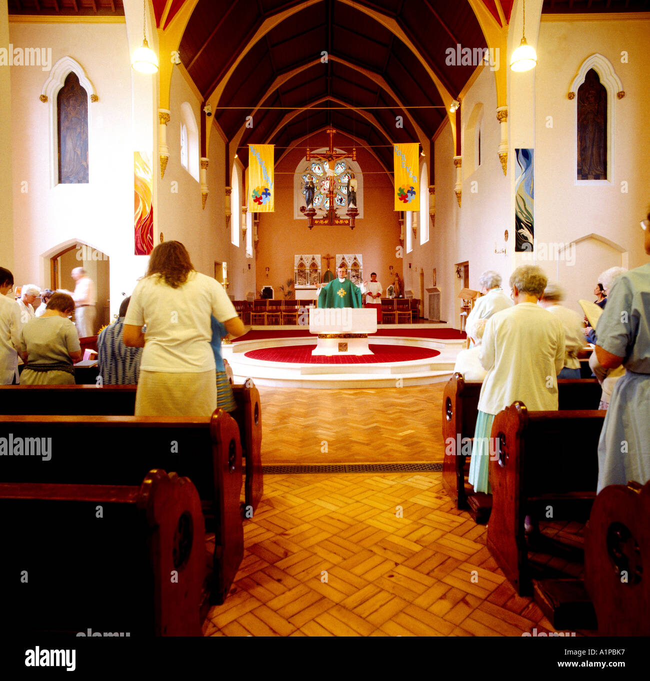 Priest Blessing Congregation High Resolution Stock Photography and