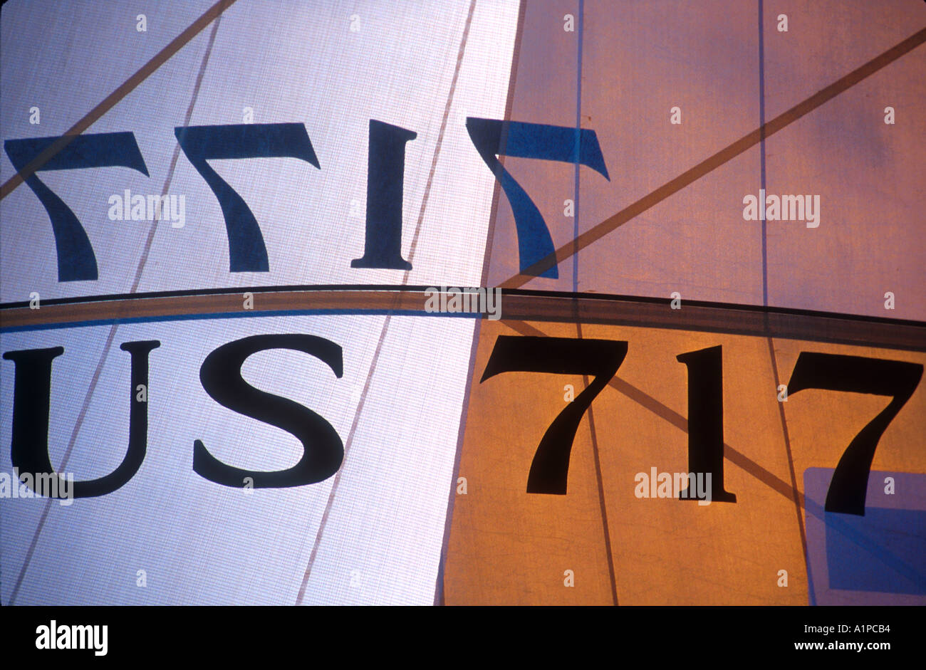Sailboat racing number on American yacht Hawaii Stock Photo