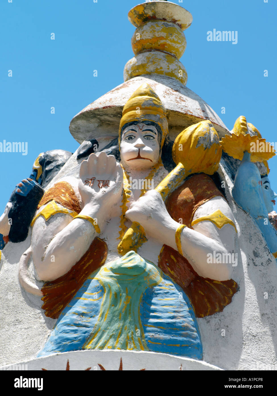 Anse La Raie Mauritius Hanuman on Shri Baba Shrine holding the Gada Stock Photo
