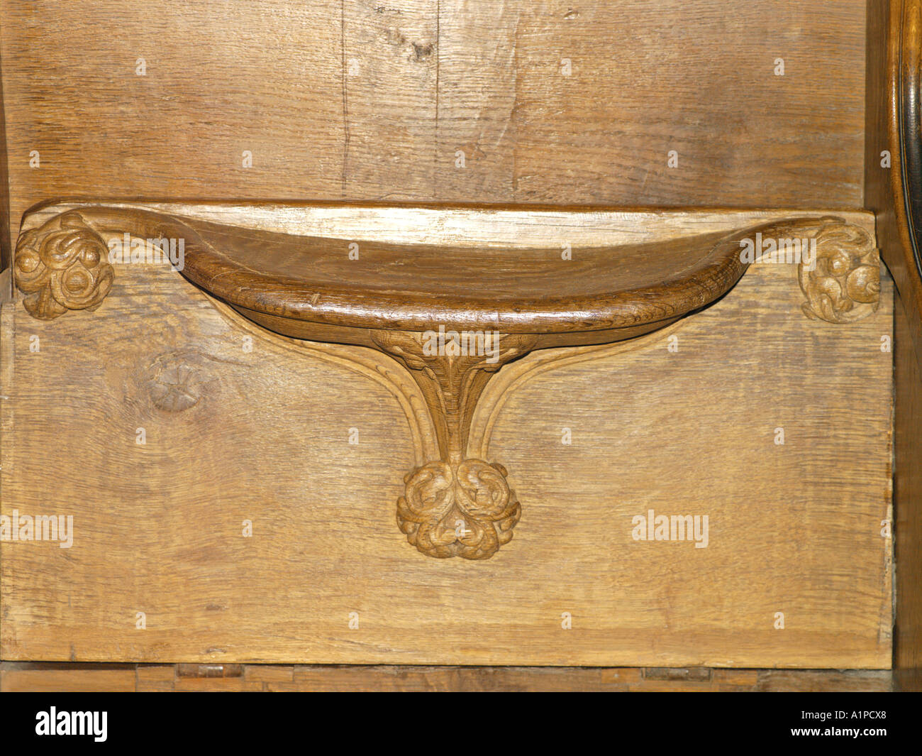 Salisbury Wiltshire England Salisbury Cathedral Thirteenth Century Misericord under Stall in the Quire Stock Photo