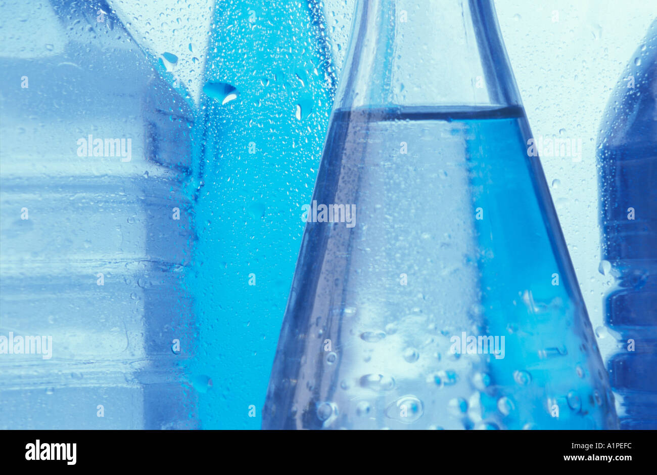 Mid section of cold bottled water Stock Photo
