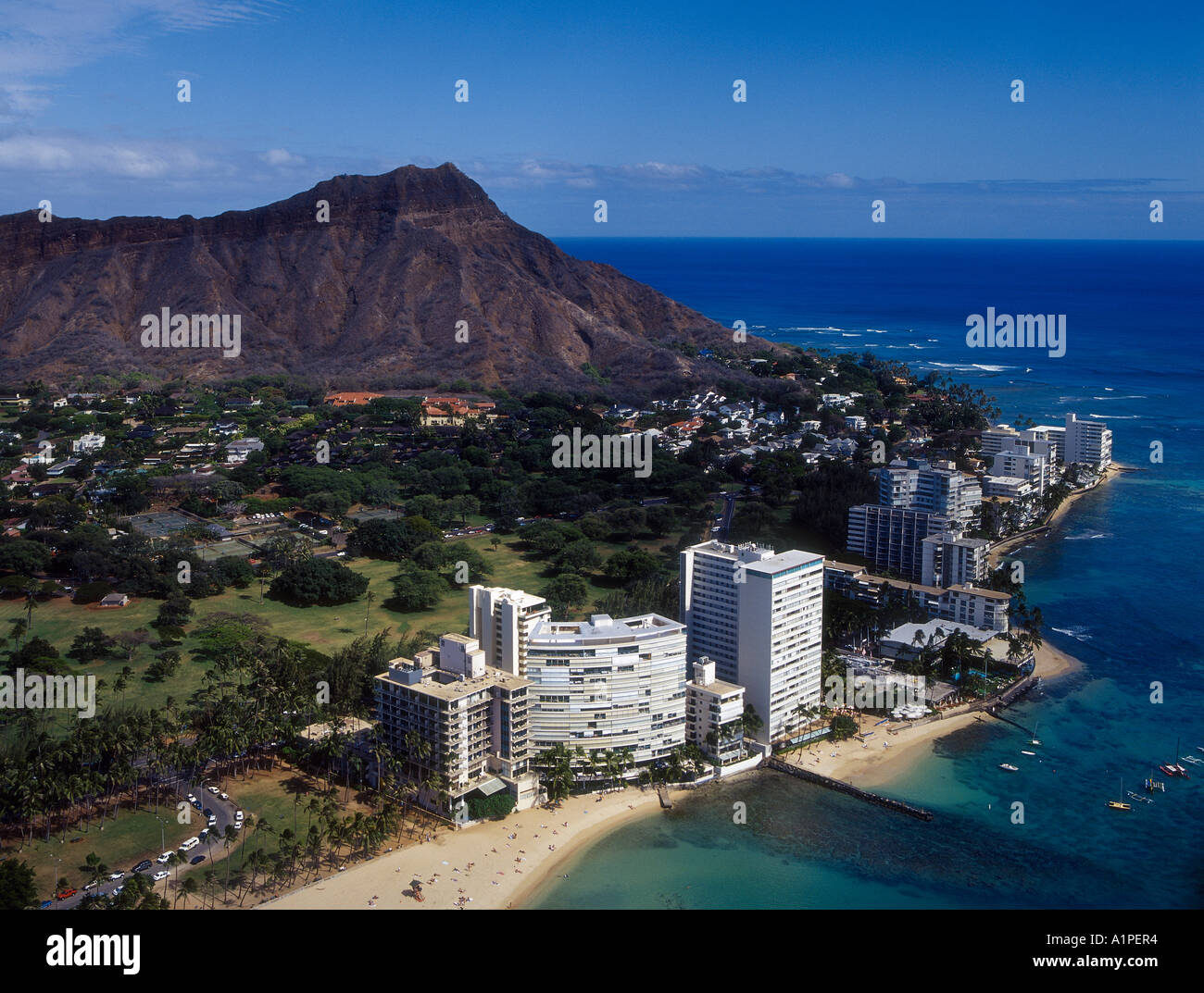 Honolulu Waikiki Beach Diamond Head Stock Photo Alamy